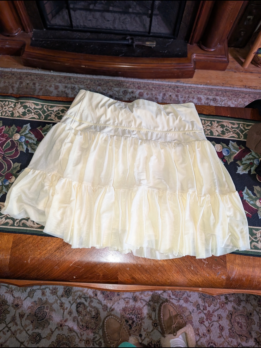 M 🥀 Belle Costume 📚 Beauty Yellow Tiered Ruffle Mini Skort Coquette